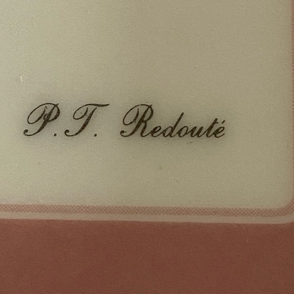 2 small red flower tray Rosa Gallica PT Redoute Design Imports art coaster Italy - Picture 9 of 15